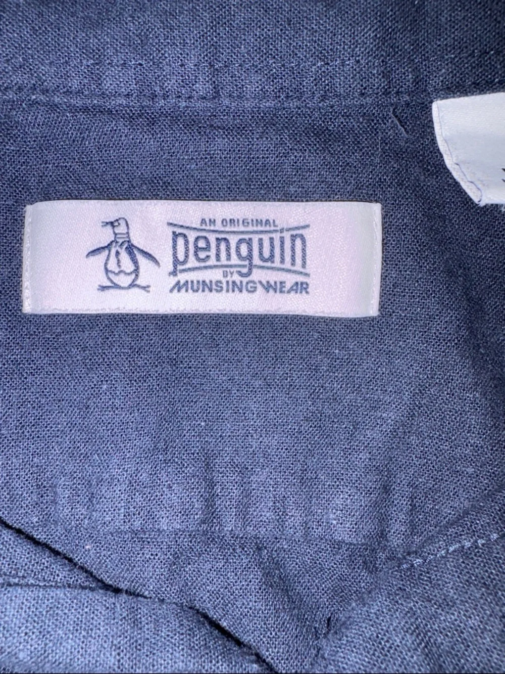 Original Penguin Navy Short-Sleeve Button-Down Shirt | Large - Picture 2 of 4